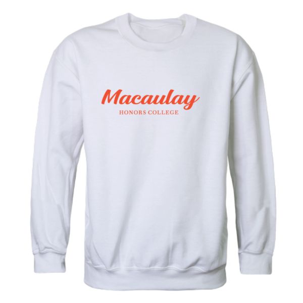 W Republic 556-534-WHT-01 Macaulay Honors College Script Crewneck Sweatshirt&#44; White - Small