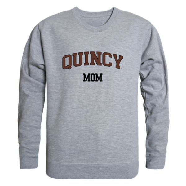 W Republic 564-667-HGY-03 Quincy University Hawks Mom Crewneck Sweatshirt&#44; Heather Grey - Large
