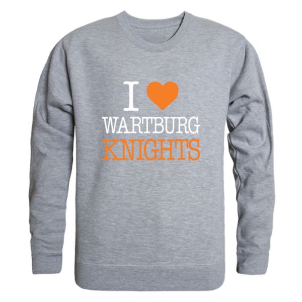 W Republic 552-708-HGY-01 Wartburg College Knights I Love Crewneck Sweatshirt&#44; Heather Grey - Small