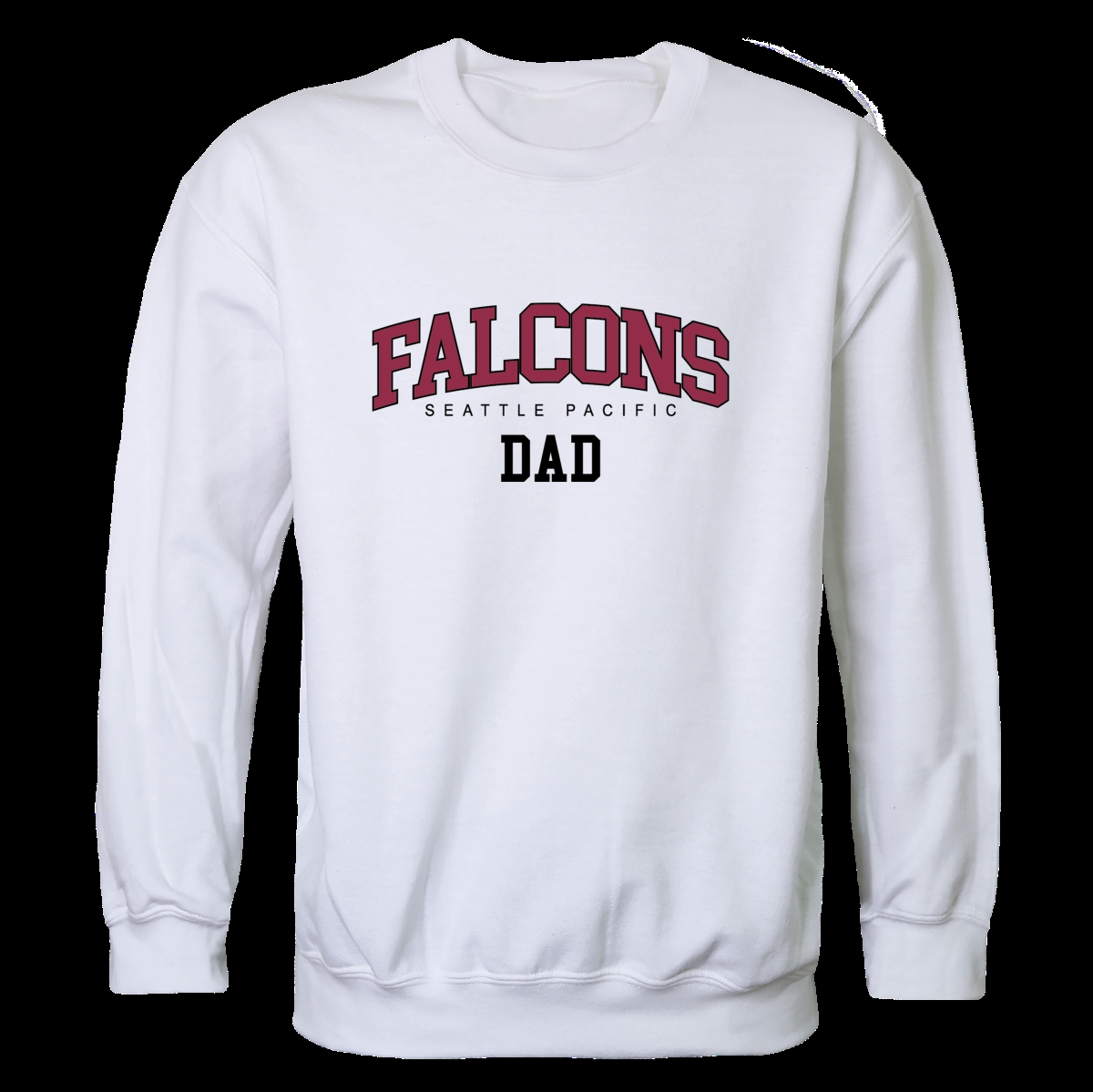 W Republic 562-670-WHT-02 Seattle Pacific University Falcons Dad Crewneck Sweatshirt&#44; White - Medium