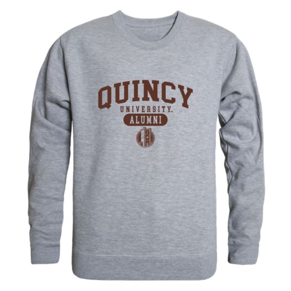 W Republic 560-667-HGY-02 Quincy University Hawks Alumni Fleece Pullover Crewneck Sweatshirt&#44; Heather Grey - Medium