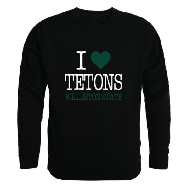W Republic 552-684-BLK-01 Williston State College Tetons I Love Crewneck Sweatshirt&#44; Black - Small