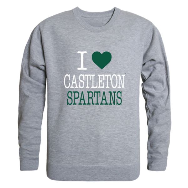 W Republic 552-626-HGY-02 Castleton University Spartans I Love Crewneck Sweatshirt&#44; Heather Grey - Medium