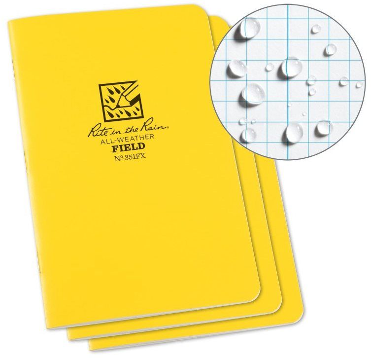 Rite In The Rain RIR-351FX 4.625 x 7 in. Field-Flex Stapled Notebook&#44; Yellow - Pack of 3
