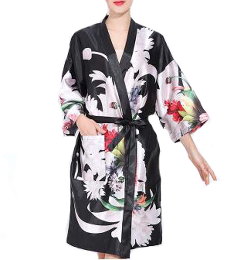 Panda Superstore PS-BEA10865957011-YAN01586 Retro Style Beauty Salon Flower Gown Robes Hairdressing Gown for Clients, Black