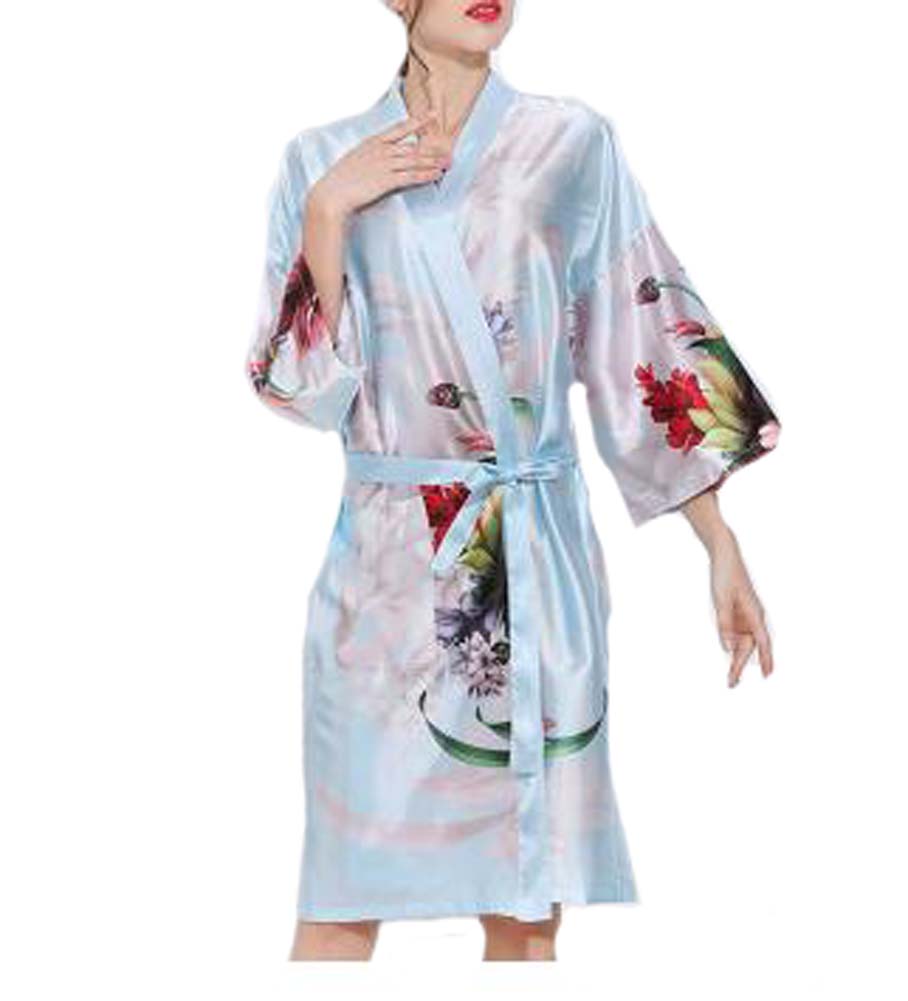 Panda Superstore PS-BEA10865957011-YAN01587 Retro Style Beauty Salon Flower Gown Robes Hairdressing Gown for Clients, Blue
