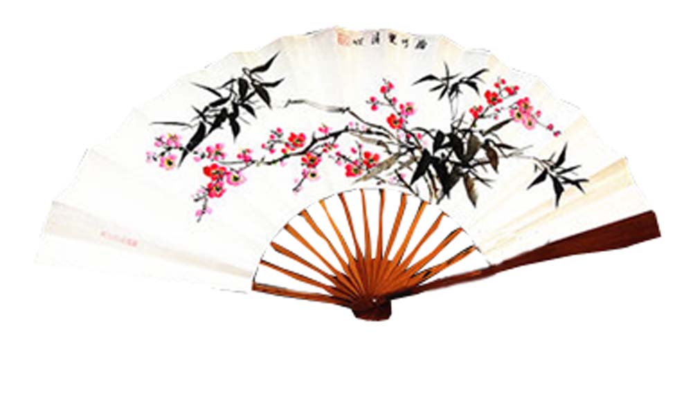 Panda Superstore PS-HOM2232419011-LILY00046 Chinese Hand Held Folding Fans&#44; White - 60 x 33 cm