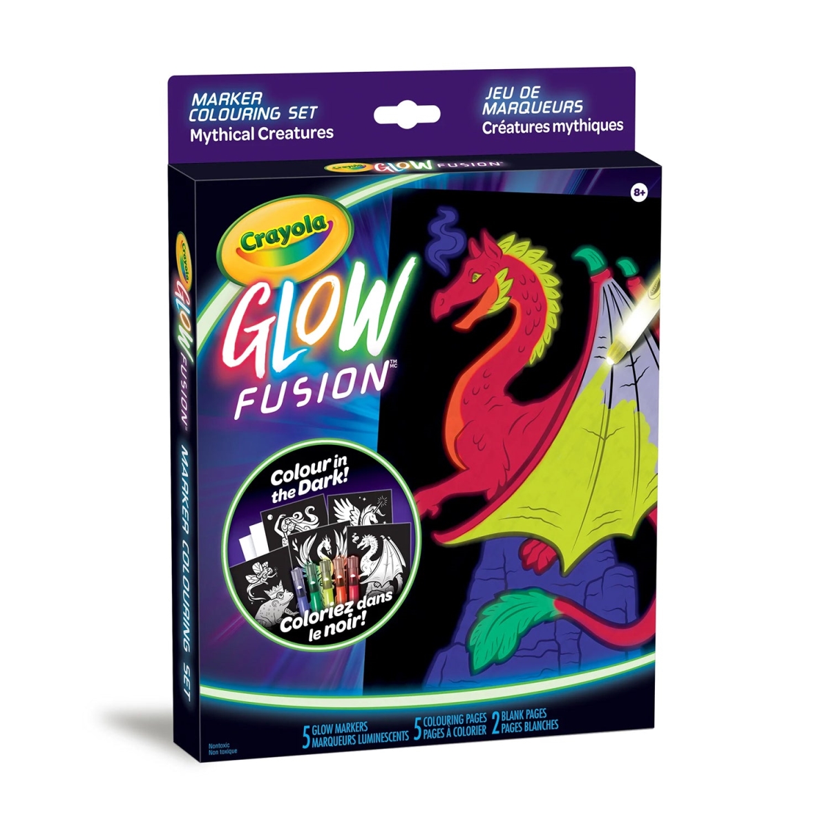Crayola 30391935 Glow Fusion Marker Coloring Set - Mythical Creatures