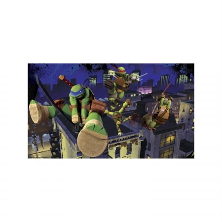RoomMates JL1297M Teenage Mutant Ninja Turtles Cityscape Chair Rail Prepasted Mural 6 ft. x 10.5 ft. - Ultra-strippable