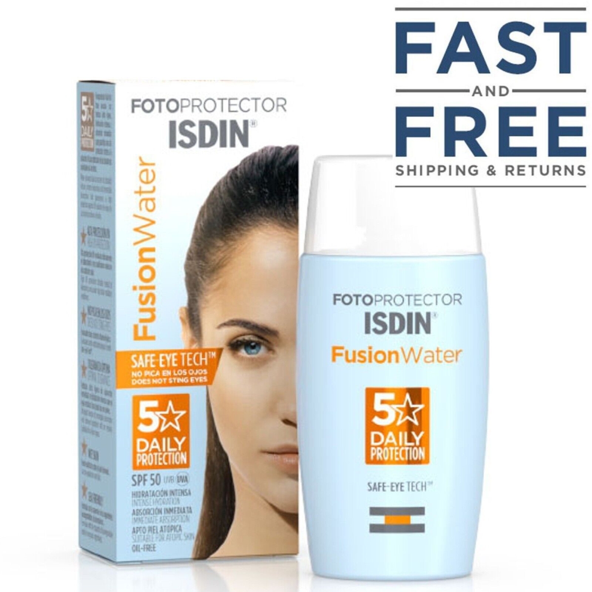 2Seeds 382836631555 50 ml SPF 50 Plus Isdin Fotoprotector Fusion Water Chemical Sunscreen