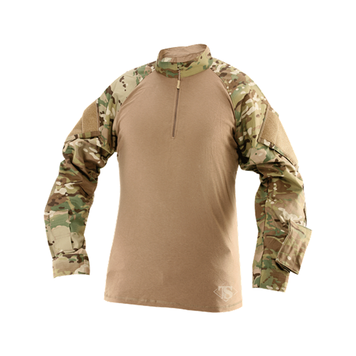 VISIONMAX Tru-Spec by Atlanco TSP-2568005 Polyester & Cotton Ripstop Long Sleeve 0.25 Zip Combat Shirt&#44; MultiCam & Coyote - Large