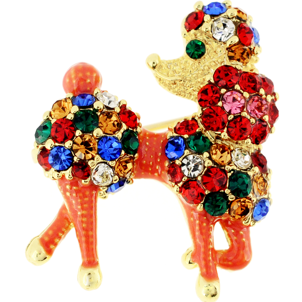 Fantasyard Poodle Dog Crystal Pin Brooch - Multicolor - 1 x 1.25 in.