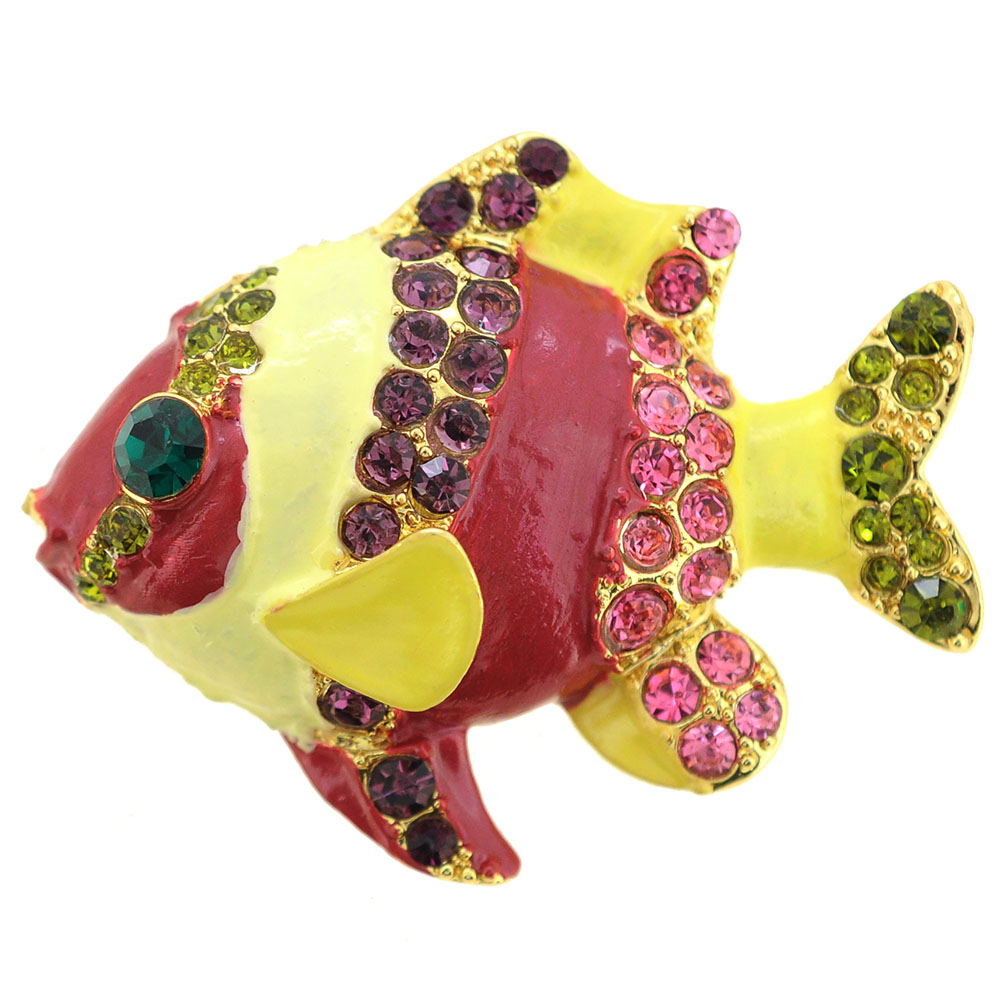 Fantasyard Fish Swarovski Crystal Pin Brooch - Multicolor - 2 x 1.5 in.