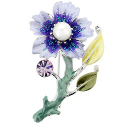 Fantasyard Flower Swarovski Crystal Pin Brooch - Purple - 1.125 x 1.875 in.