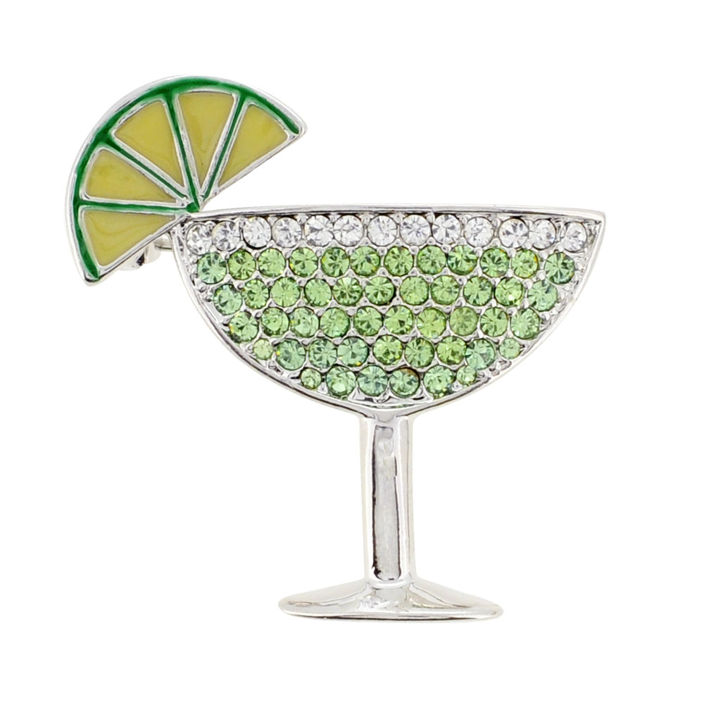 Fantasyard 1.25 x 1.25 in. Green Margarita Glass Crystal Brooch & Pendant&#44; Silver Tone