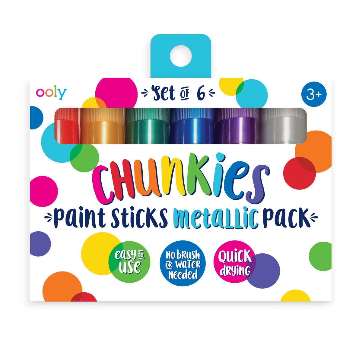 Ooly 126-015 Chunkies Paint Sticks - Metalloc - Set of 6