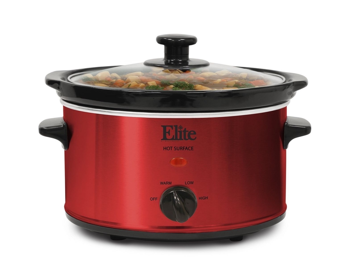 Elite Cuisine MST275XR Maximatic Slow Cooker Oval&#44; Red