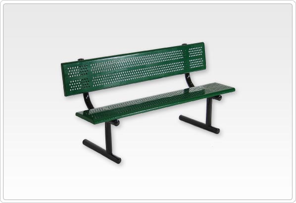 SportsPlay Equipment Sports Play 601-678 8&' Standard Bench with Back - Beveled Edge Perforated Steel