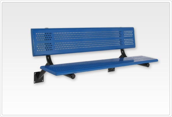 SportsPlay Equipment Sports Play 601-691 10&' Team Bench with Back - Beveled Edge Perforated Steel