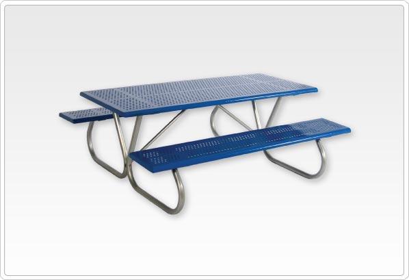 SportsPlay Equipment Sports Play 602-629 Standard Rectangular Picnic Table with 1 5/8&'&' Bolt - 6&' Beveled Edge Perforated Steel