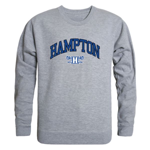 W Republic 541-489-HGY-03 Hampton University Pirates Campus Crewneck Sweatshirt&#44; Heather Grey - Large