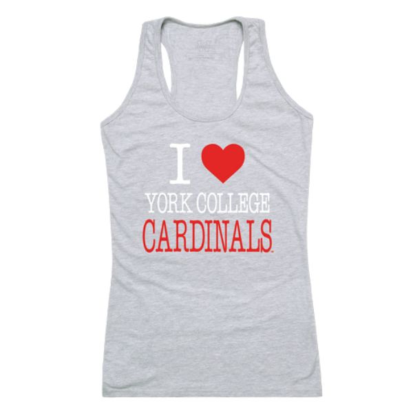 W Republic 532-685-HGY-04 York College Cardinals Women I Love Tank Top&#44; Heather Grey - Extra Large
