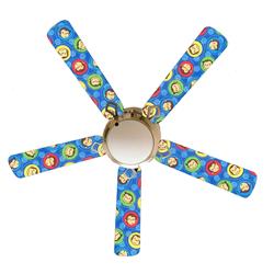 888 Cool Fans F52-0001025 52 in. Curious George Monkey Play 5-Blades White Ceiling Fan with Lamp