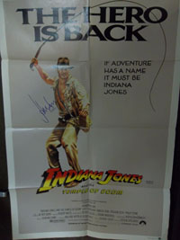Powers Collectibles 34209 Signed Ford Harrison - Indiana Jones and The Temple of Doom - Original 27x40 Movie Poster By Harrison Ford - Folded -