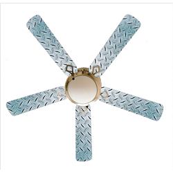 888 Cool Fans F52-0001031 52 in. Diamond Plate Garage Shop Den 5-Blades White Ceiling Fan with Lamp