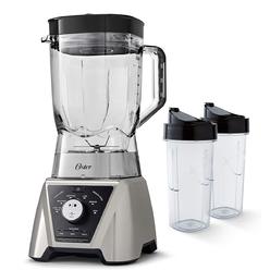 oster blstts-cb2-000 pro blender with texture select settings, 2 blend-n-go cups and tritan jar, 64 ounces, brushed nickel