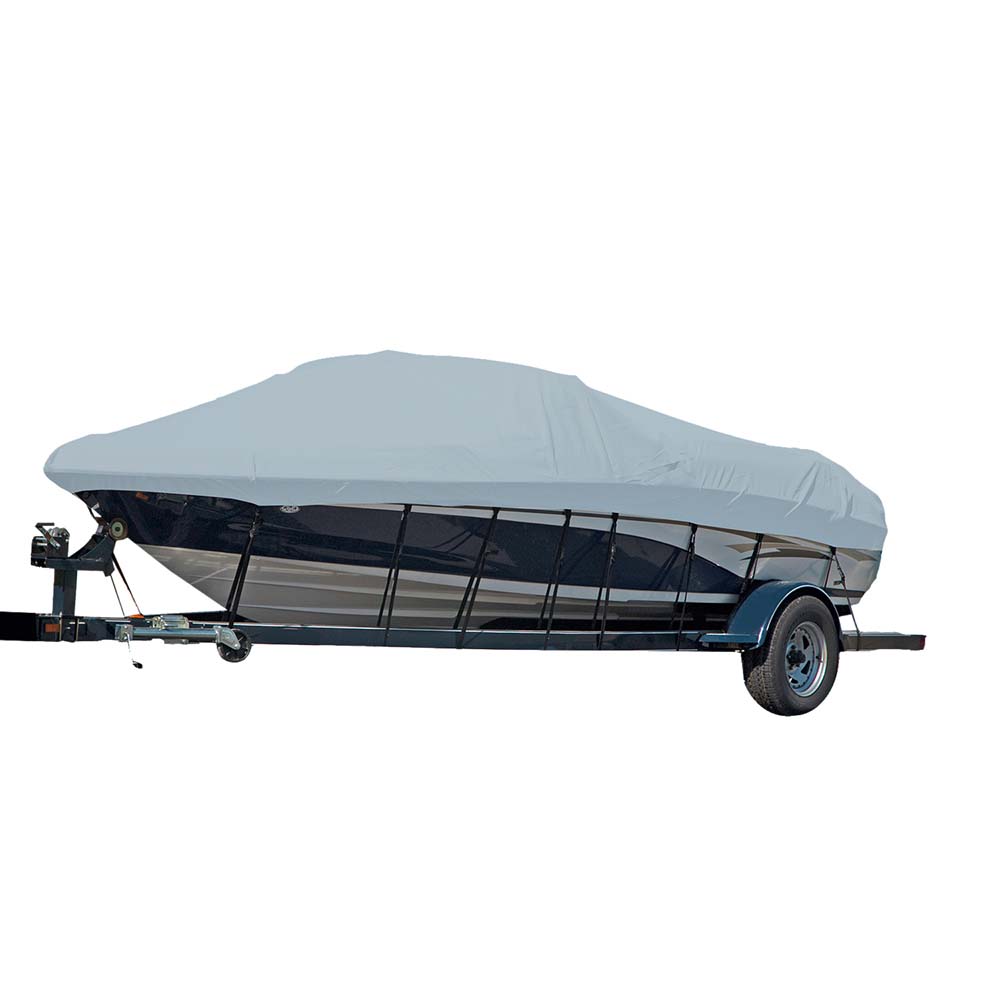 Carver CRV77123S-11 I-O 23 Vhull Runabout Boat Cover with Windhsield & Bow Rails - Slate Gray