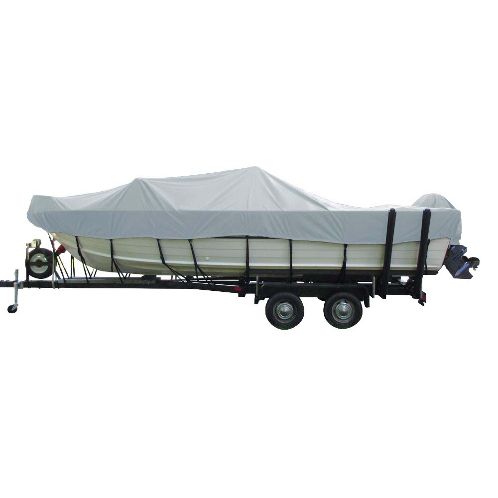 Carver CRV77020F-10 20 O-B Boat Cover Vhull Runabout with Windhsield & Bow Rails - Slate Gray