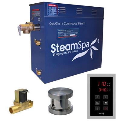 Steamspa OAT900BN-A 9 kW Oasis QuickStart Acu-Steam Bath Generator Pack with Built-in Auto Drain, Brushed Nickel