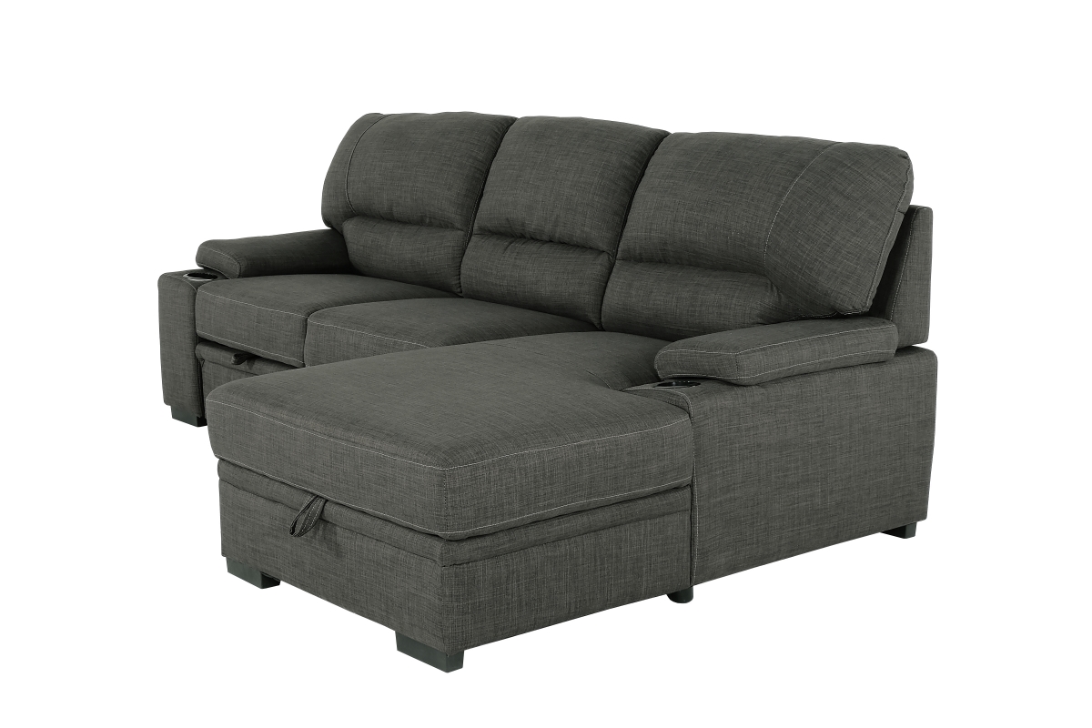 Tessaro sleeper sectional dark store gray by primo