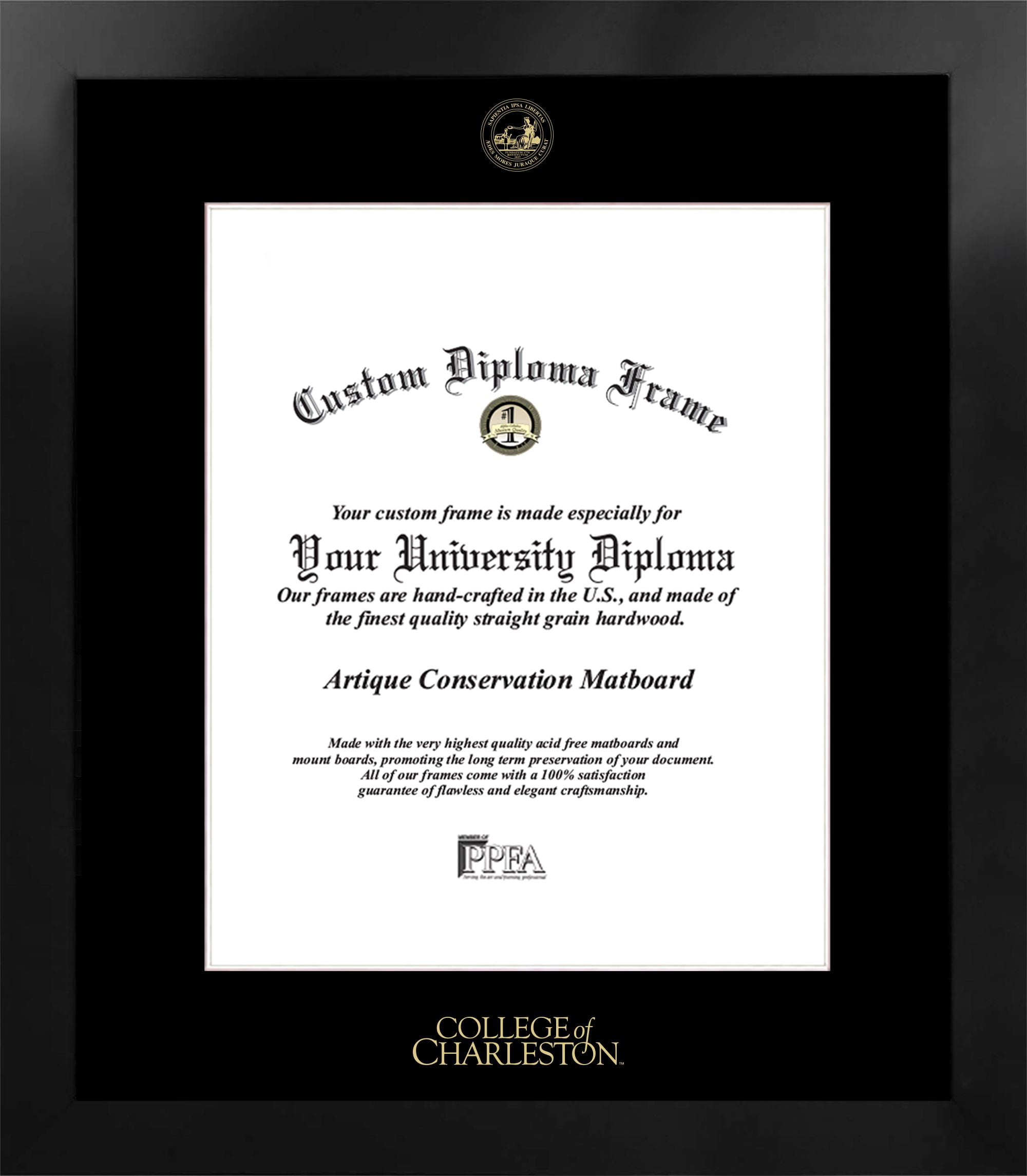 Campus Images SC998MBSGED1620 20 x 16 in. College of Charleston Single Embossed Diploma Frame with Bonus Campus Images Lithograph&#44; Manhatt