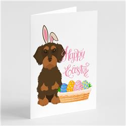 Caroline's Treasures WDK5015GCA7P 5 x 7 in. Wirehair Chocolate & Tan Dachshund Easter Greeting Cards & Envelopes&#44; Pack of 8
