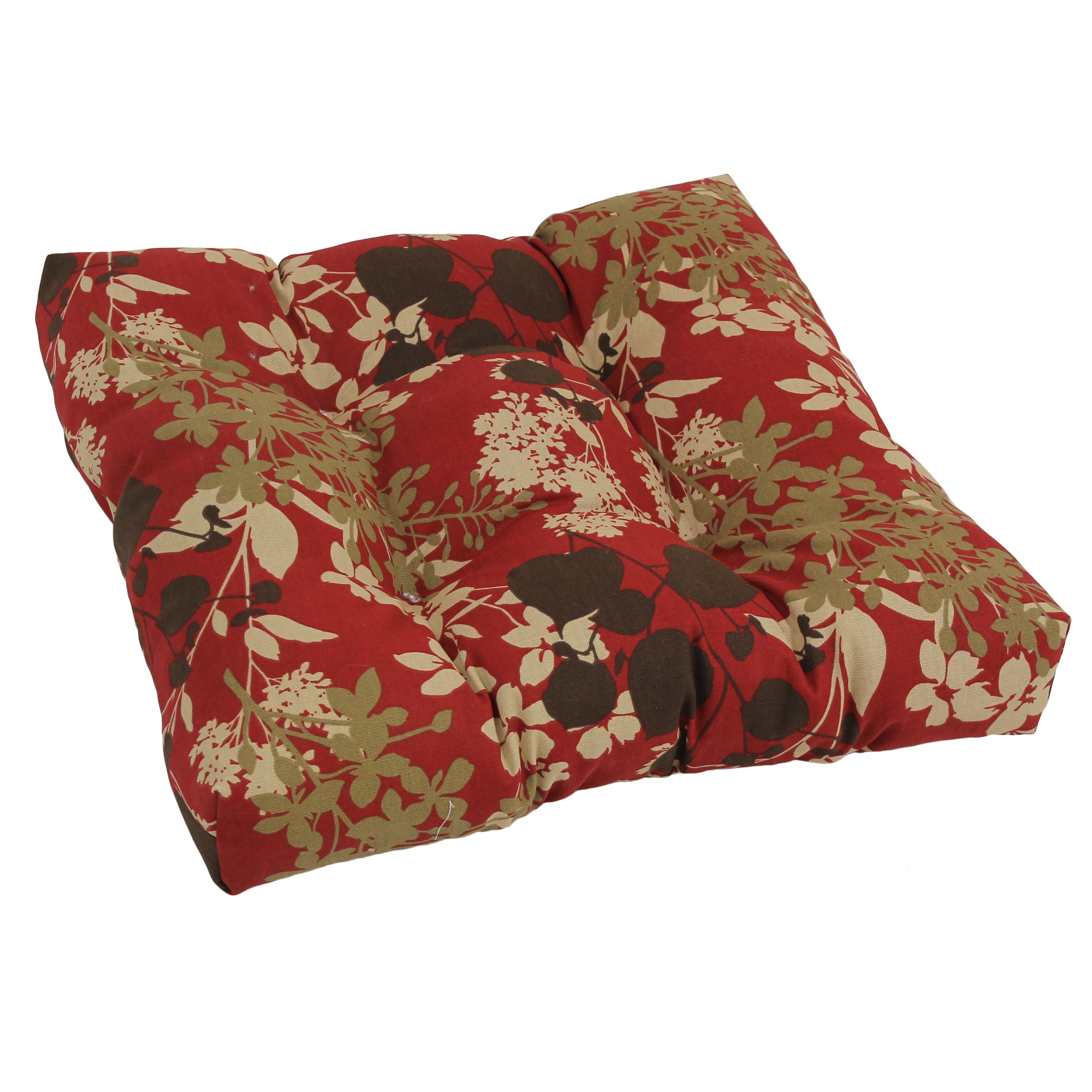 Blazing Needles 94005-1CH-REO-32 19 in. Squared Patterned Spun Polyester Tufted Dining Chair Cushion&#44; Montfleuri Sangria