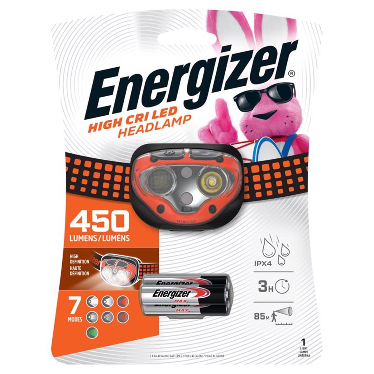 Energizer 3012466 Vision Ultra High CRI 450 Lumen Black & Orange LED Head Lamp with AAA Battery