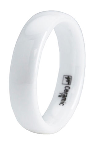 EWC R40075-080 White Ceramic Classic Ring - Size 8