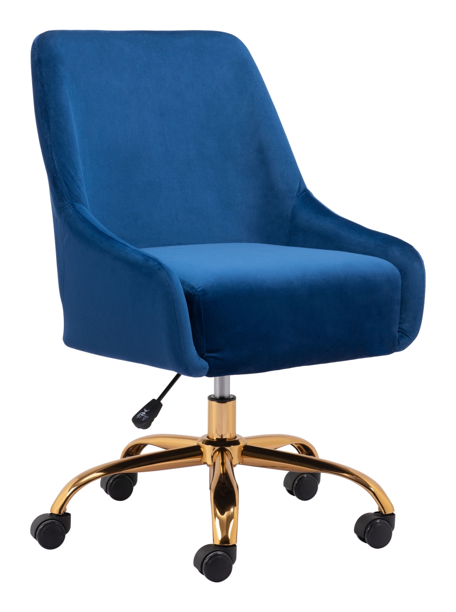 Zuo Modern 109490 Madelaine Office Chair&#44; Navy Blue & Gold
