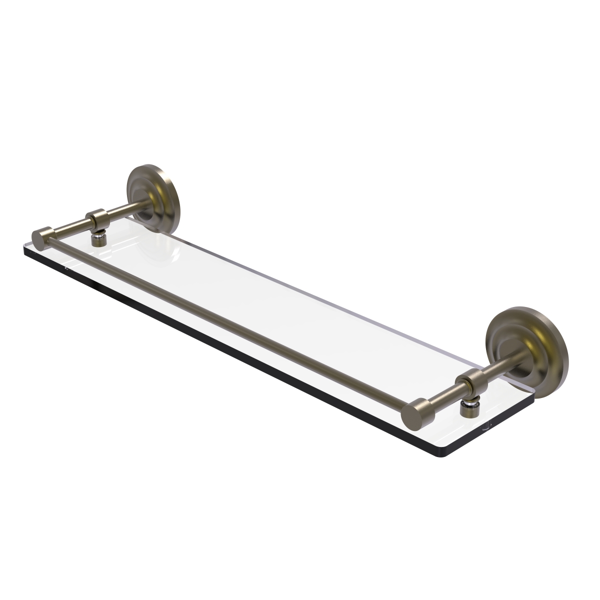 Allied Brass QN-1-22-GAL-ABR 22 in. Que New Tempered Glass Shelf with Gallery Rail, Antique Brass