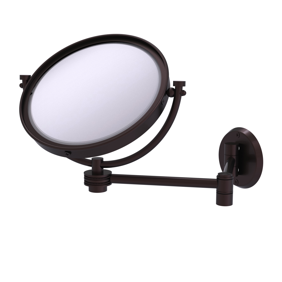 Allied Brass WM-6D-4X-ABZ 8 in. Wall Mounted Extending Make-Up Mirror 4X Magnification with Dotted Accent, Antique Bronze