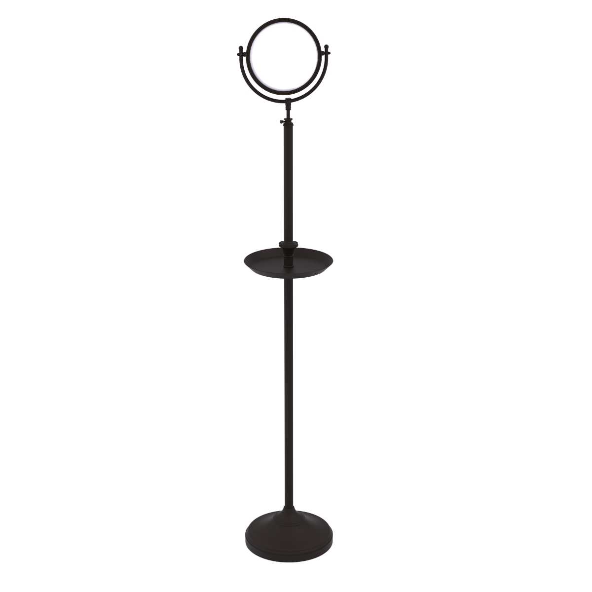 Allied Brass DMF-3-2X-ORB Floor Standing Make-Up Mirror 8 in. Diameter with 2X Magnification & Shaving Tray, Oil Rubbed Bronze