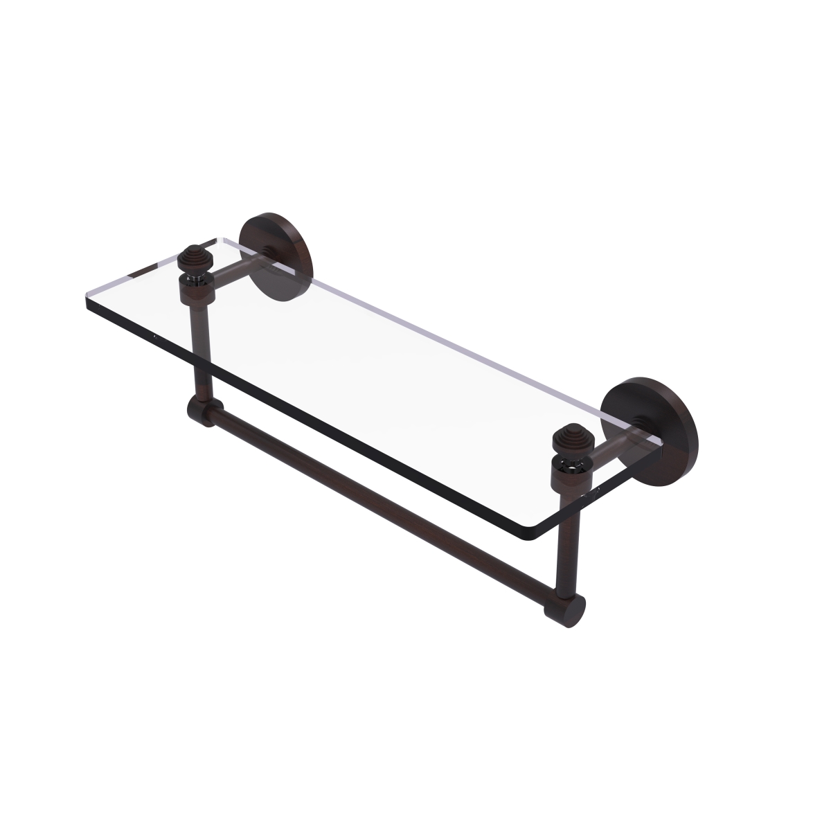 Allied Brass SB-1TB-16-VB 16 in. Southbeach Collection Glass Vanity Shelf with Integrated Towel Bar, Venetian Bronze