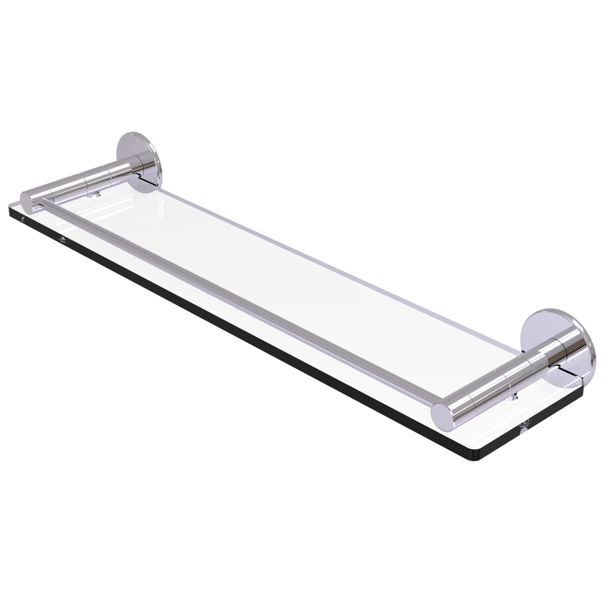 Allied Brass FR-1-22G-PC 22 in. Fresno Collection Glass Shelf with Vanity Rail, Polished Chrome