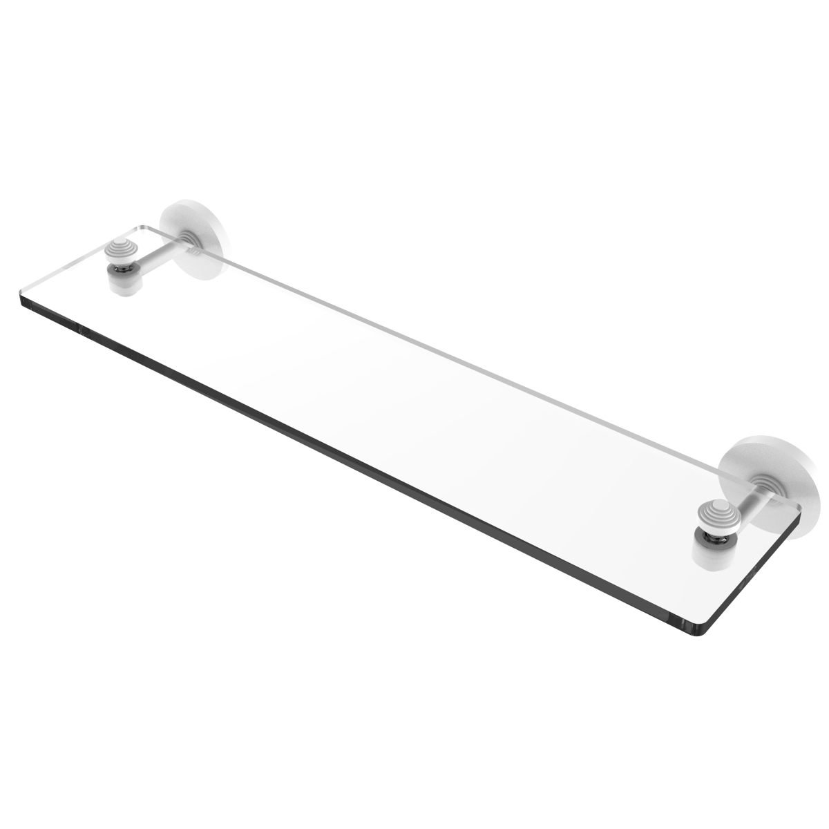 Allied Brass SB-1-22-WHM 22 in. South Beach Collection Glass Vanity Shelf with Beveled Edges, Matte White