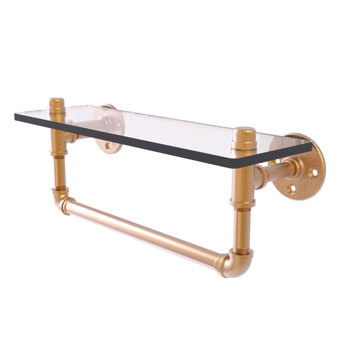 Allied Brass P-410-16-GSTB-BBR Pipeline Collection 16 in. Glass Shelf with Towel Bar, Brushed Bronze