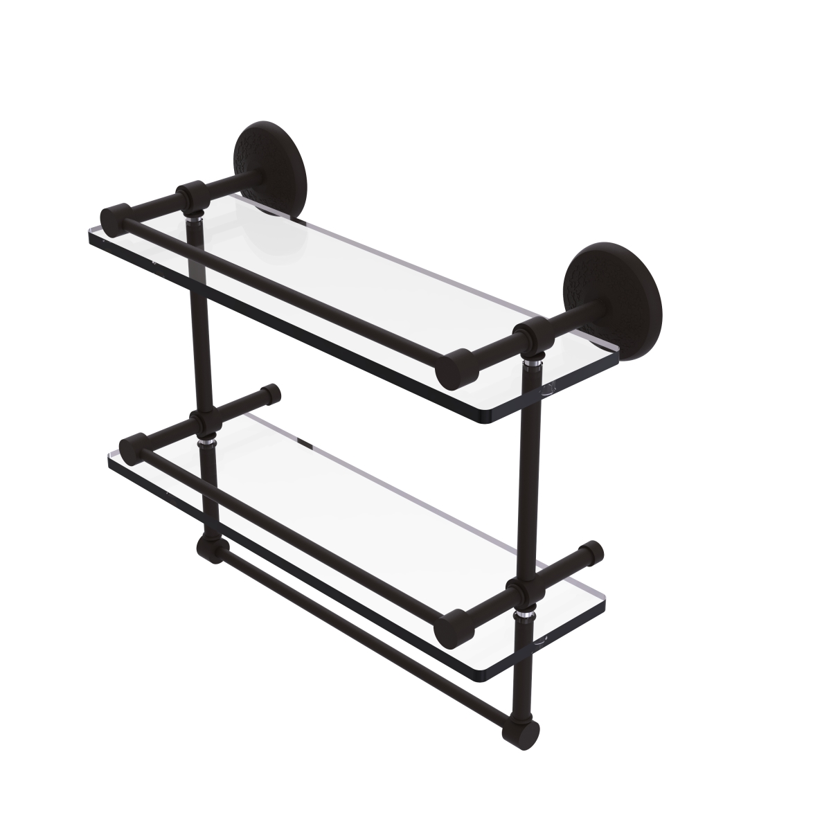 Allied Brass MC-2TB-16-GAL-ORB Monte Carlo Collection 16 in. Gallery Double Glass Shelf with Towel Bar, Oil Rubbed Bronze
