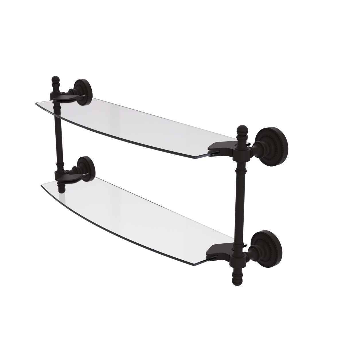 Allied Brass RD-34-18-ORB Retro Dot Collection 18 in. Two Tiered Glass Shelf, Oil Rubbed Bronze
