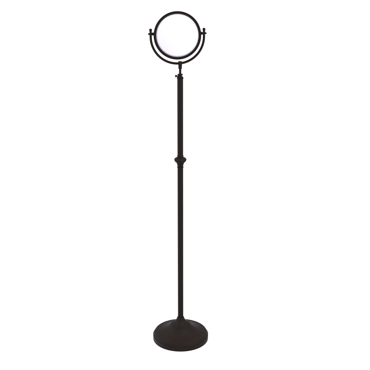 Allied Brass DMF-2-2X-ORB Adjustable Height Floor Standing Make-Up Mirror 8 in. Diameter with 2X Magnification, Oil Rubbed Bronze